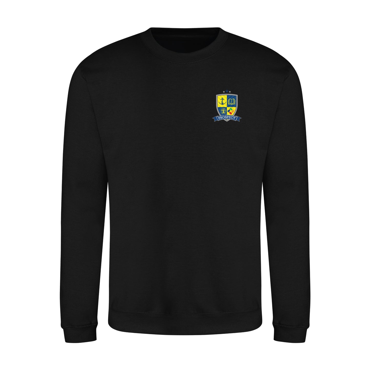 Sweatshirt (£18.35 inc VAT) - Prospect School in Black by printlab.clothing — Custom branded clothing by Print Press, featuring premium embroidery produced in our specialist print lab in the UK.