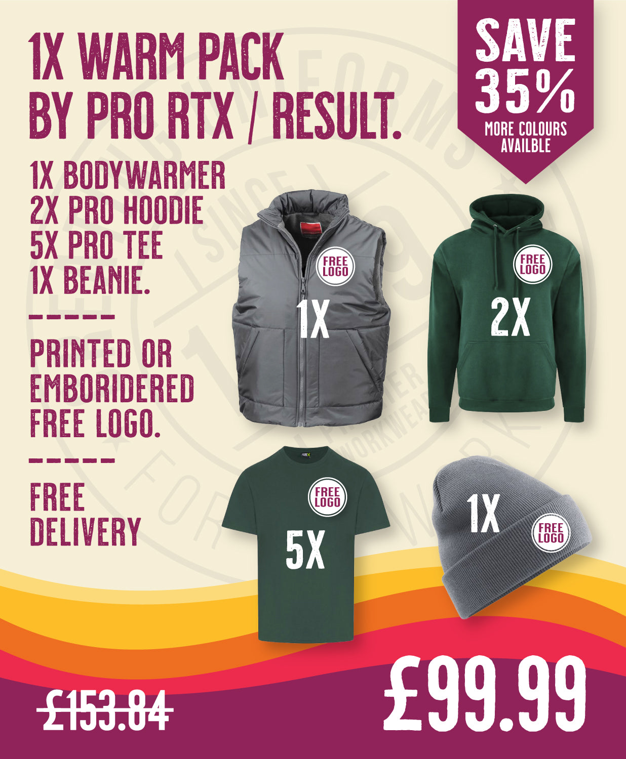 1x Warm Pack by Pro RTX / Result in by Print Lab Deals — Custom branded clothing by Print Press, featuring premium embroidery produced in our specialist print lab in the UK.
