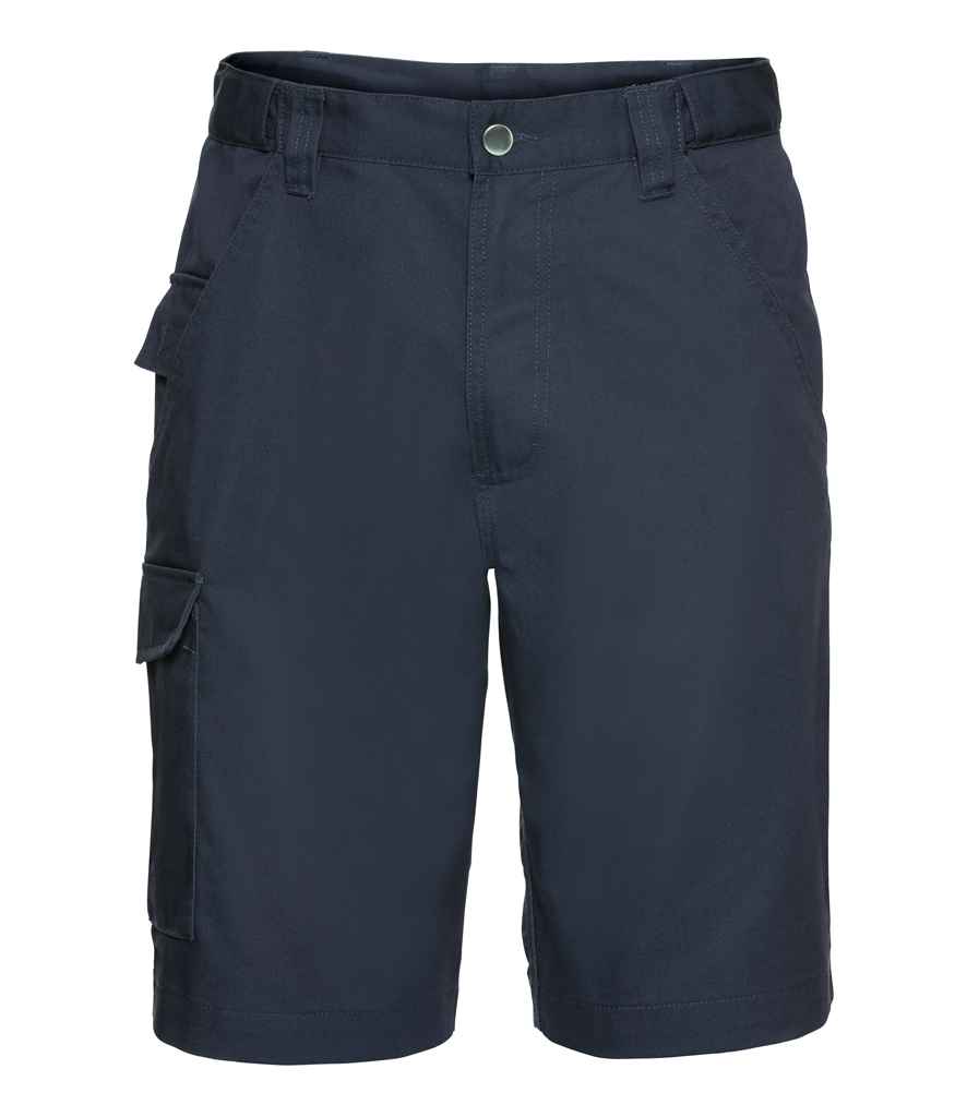 Russell Workwear Poly/Cotton Shorts in 30 Convoy Grey by Russell — Custom branded clothing by Print Press, featuring premium embroidery produced in our specialist print lab in the UK.