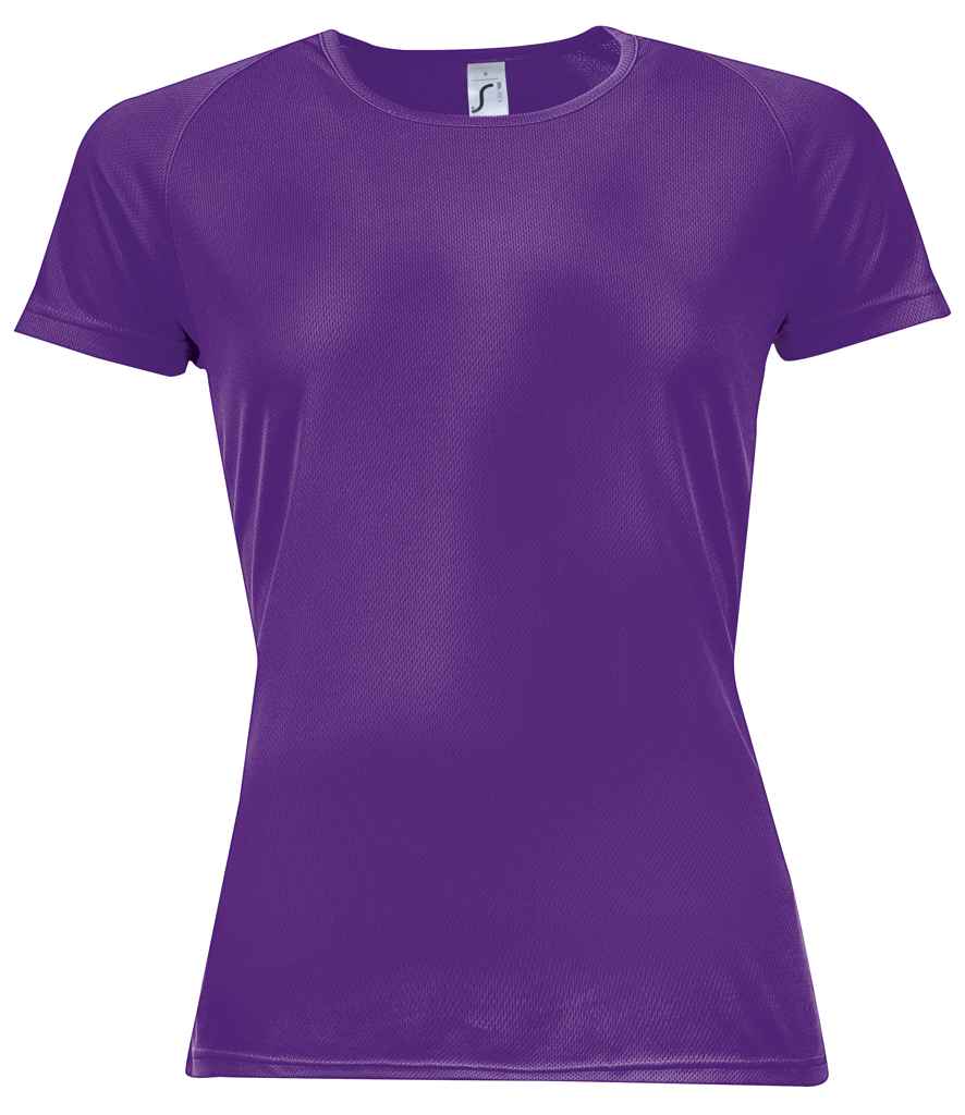 SOLS Ladies Sporty Performance T-Shirt in Dark Purple by SOL'S — Custom branded clothing by Print Press, featuring premium embroidery produced in our specialist print lab in the UK.