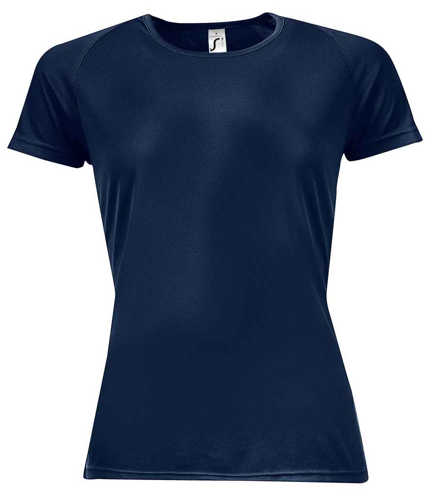 SOLS Ladies Sporty Performance T-Shirt in French Navy by SOL'S — Custom branded clothing by Print Press, featuring premium embroidery produced in our specialist print lab in the UK.