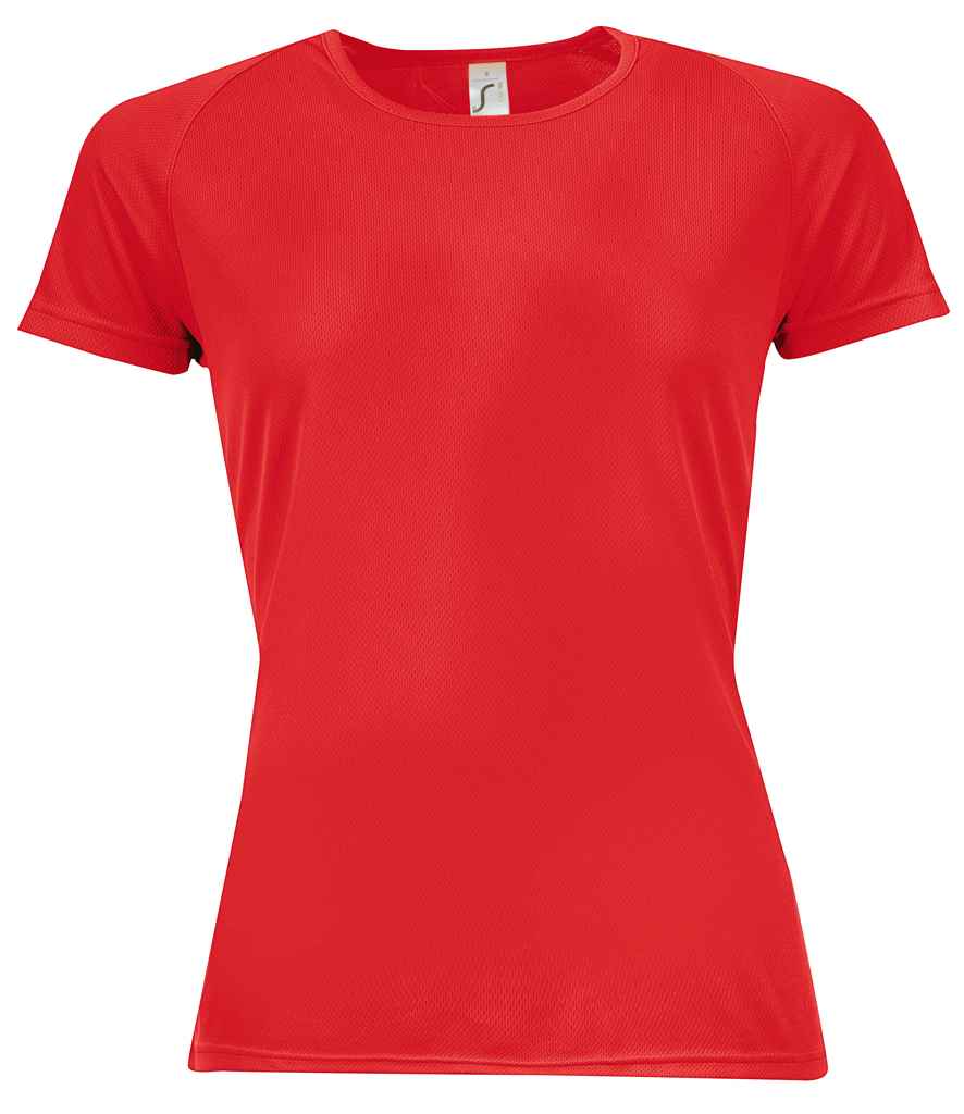 SOLS Ladies Sporty Performance T-Shirt in Red by SOL'S — Custom branded clothing by Print Press, featuring premium embroidery produced in our specialist print lab in the UK.