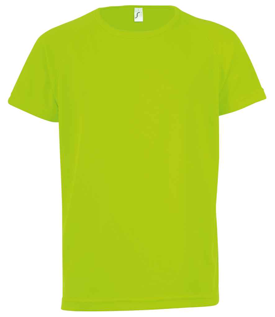 SOLS Kids Sporty T-Shirt in Neon Green by SOL'S — Custom branded clothing by Print Press, featuring premium embroidery produced in our specialist print lab in the UK.