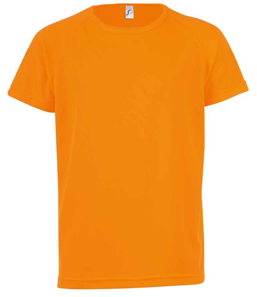SOLS Kids Sporty T-Shirt in Neon Orange by SOL'S — Custom branded clothing by Print Press, featuring premium embroidery produced in our specialist print lab in the UK.