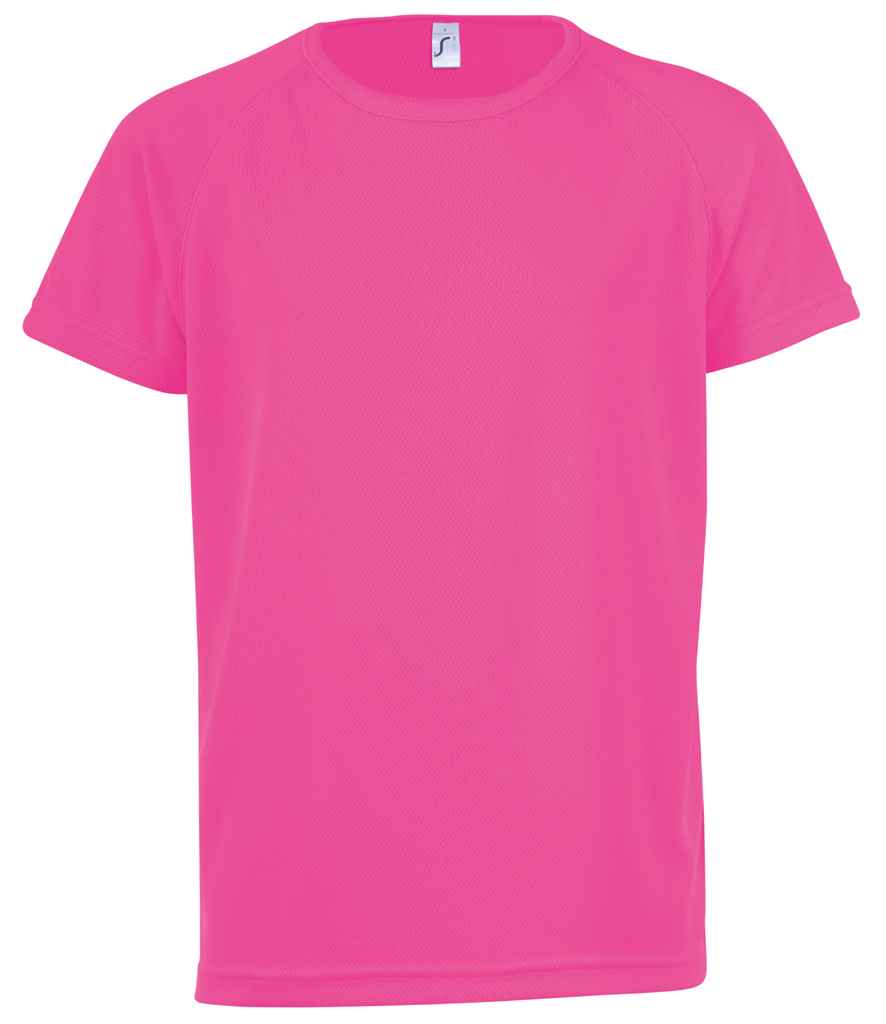 SOLS Kids Sporty T-Shirt in Neon Pink by SOL'S — Custom branded clothing by Print Press, featuring premium embroidery produced in our specialist print lab in the UK.