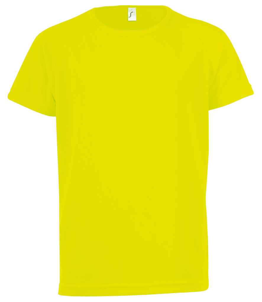 SOLS Kids Sporty T-Shirt in Neon Yellow by SOL'S — Custom branded clothing by Print Press, featuring premium embroidery produced in our specialist print lab in the UK.