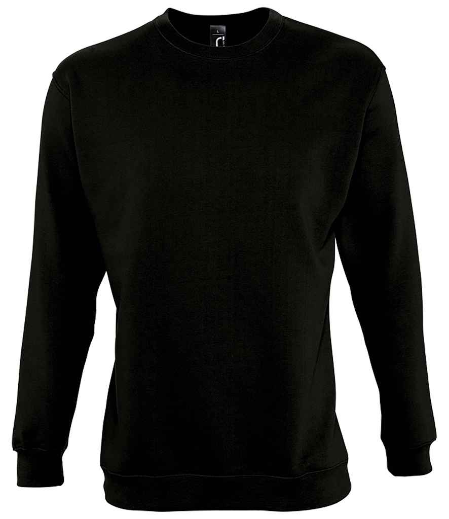 SOLS Unisex Supreme Sweatshirt in Black by SOL'S — Custom branded clothing by Print Press, featuring premium embroidery produced in our specialist print lab in the UK.