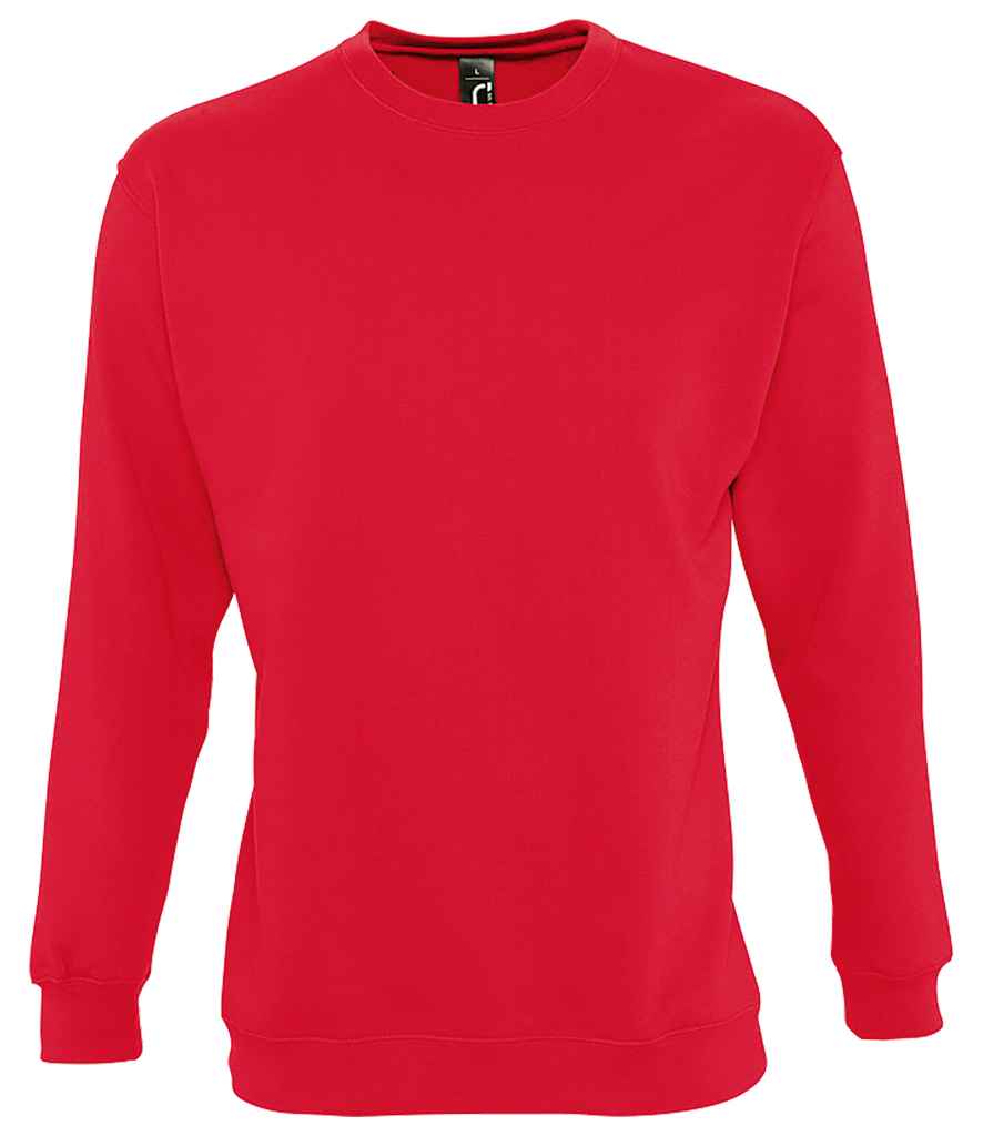 SOLS Unisex Supreme Sweatshirt in Red by SOL'S — Custom branded clothing by Print Press, featuring premium embroidery produced in our specialist print lab in the UK.