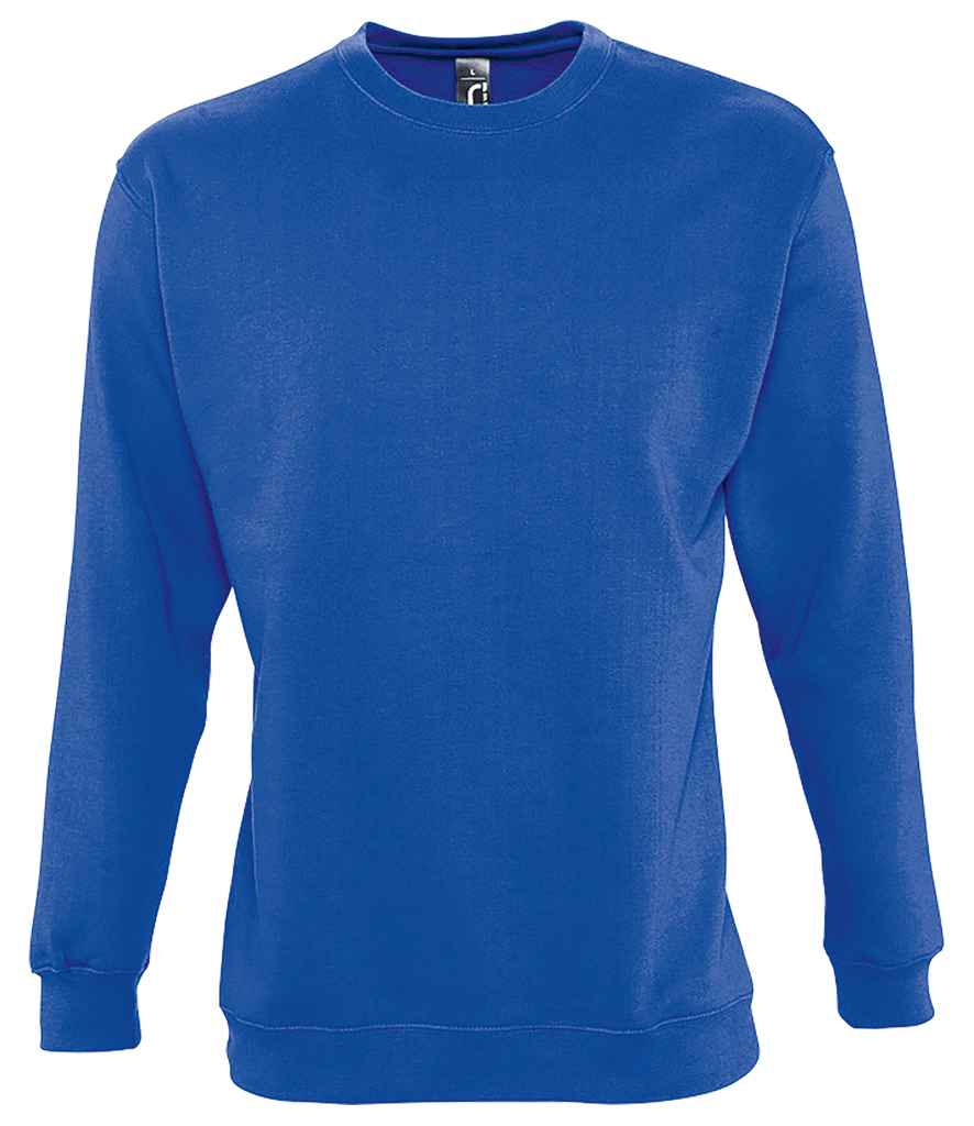 SOLS Unisex Supreme Sweatshirt in Royal Blue by SOL'S — Custom branded clothing by Print Press, featuring premium embroidery produced in our specialist print lab in the UK.