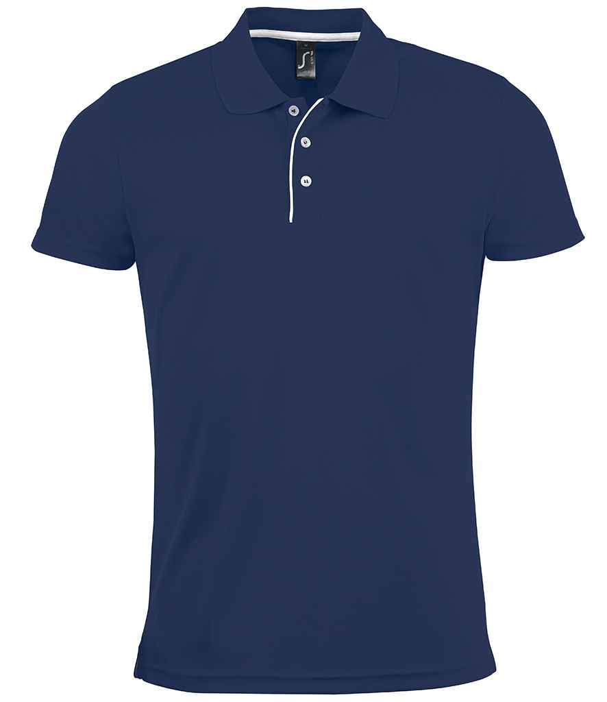 SOLS Performer Piqué Polo Shirt in French Navy by SOL'S — Custom branded clothing by Print Press, featuring premium embroidery produced in our specialist print lab in the UK.