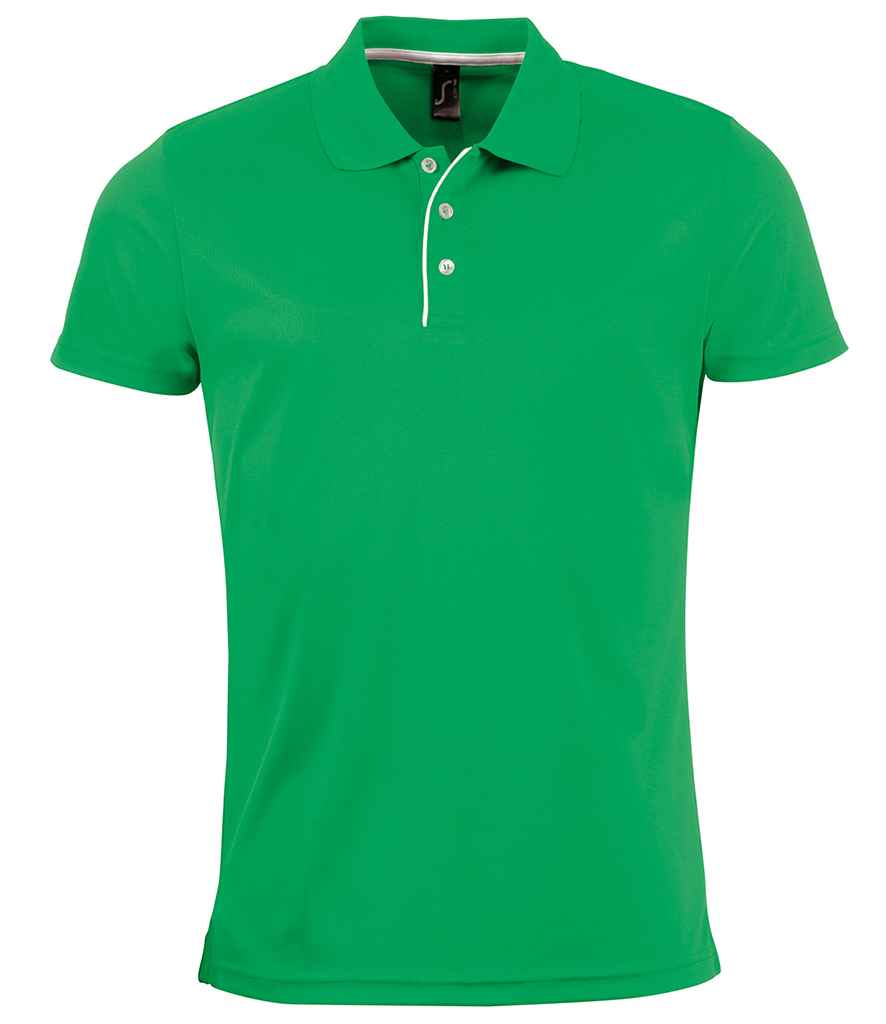 SOLS Performer Piqué Polo Shirt in Kelly Green by SOL'S — Custom branded clothing by Print Press, featuring premium embroidery produced in our specialist print lab in the UK.