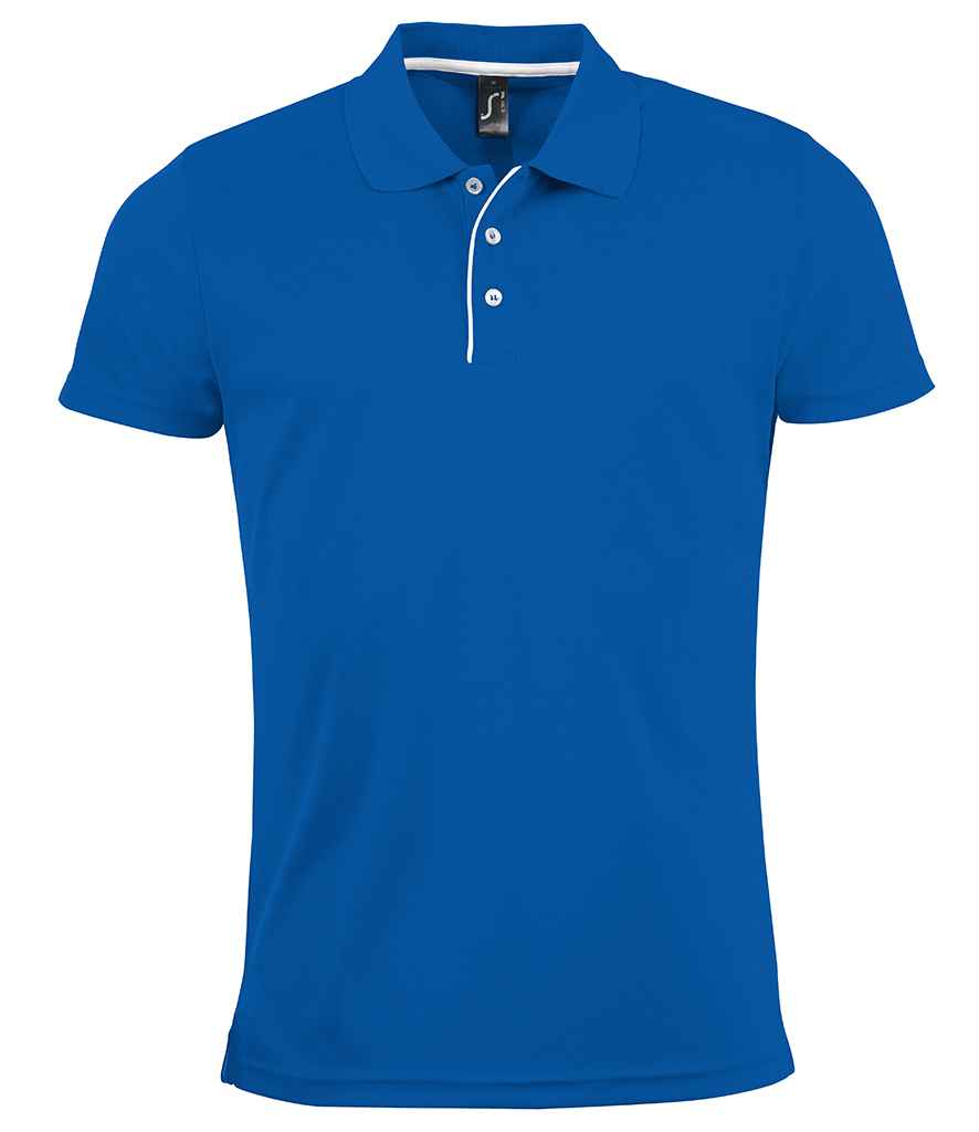 SOLS Performer Piqué Polo Shirt in Royal Blue by SOL'S — Custom branded clothing by Print Press, featuring premium embroidery produced in our specialist print lab in the UK.