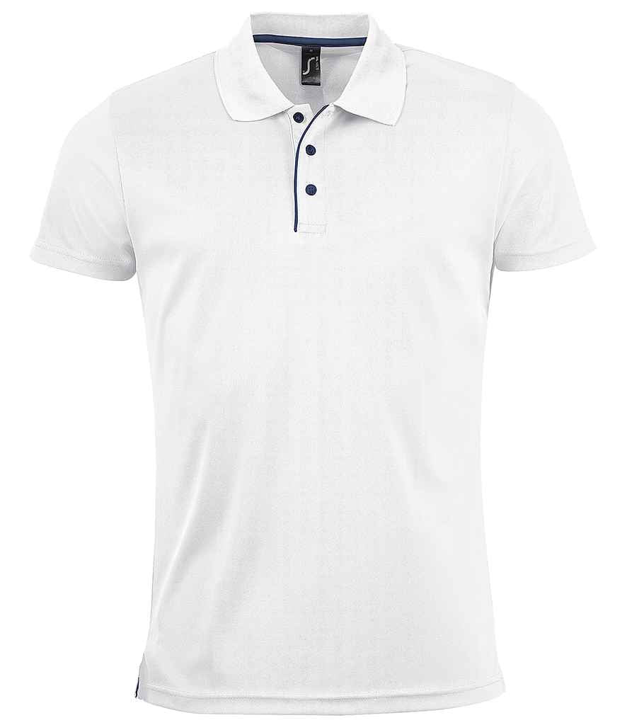 SOLS Performer Piqué Polo Shirt in White by SOL'S — Custom branded clothing by Print Press, featuring premium embroidery produced in our specialist print lab in the UK.