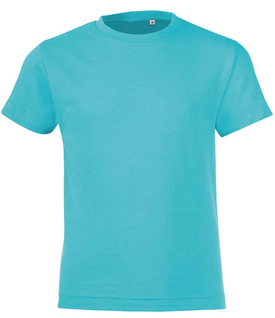 SOLS Kids Regent Fit T-Shirt in Atoll Blue by SOL'S — Custom branded clothing by Print Press, featuring premium embroidery produced in our specialist print lab in the UK.