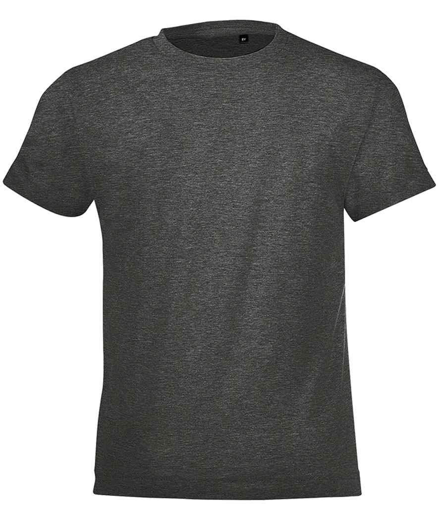 SOLS Kids Regent Fit T-Shirt in Charcoal Marl by SOL'S — Custom branded clothing by Print Press, featuring premium embroidery produced in our specialist print lab in the UK.