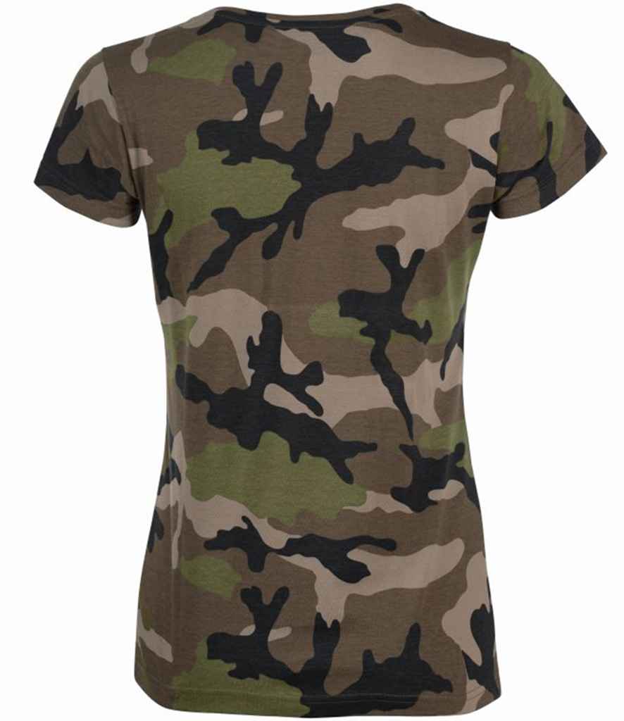 SOLS Ladies Camo T-Shirt in by SOL'S — Custom branded clothing by Print Press, featuring premium embroidery produced in our specialist print lab in the UK.