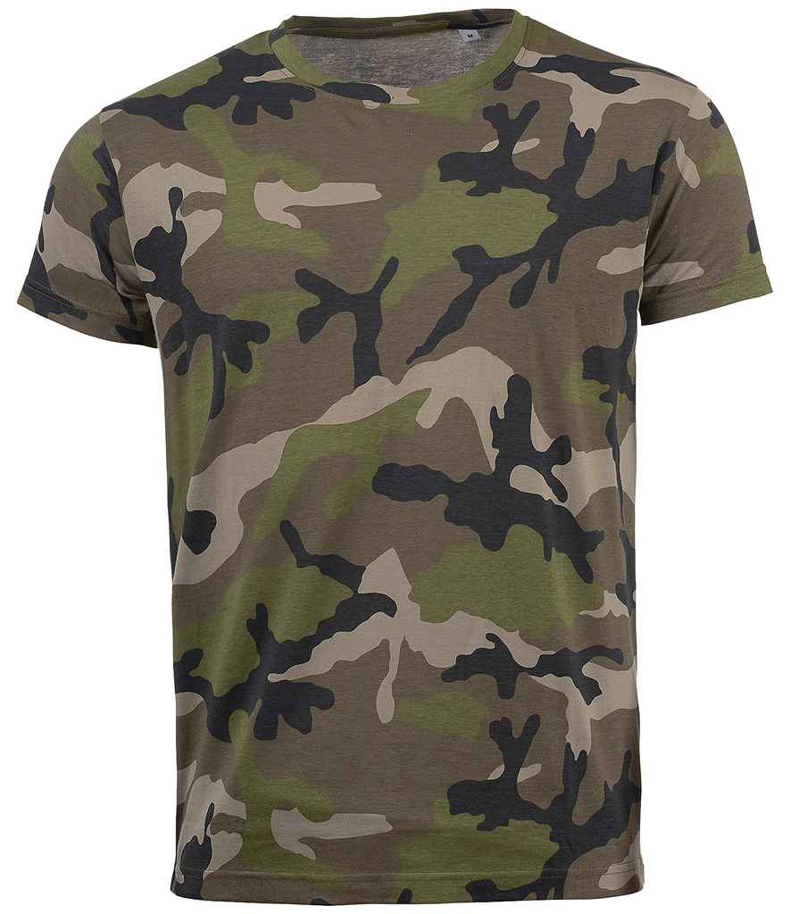 SOLS Camo T-Shirt in Camouflage by SOL'S — Custom branded clothing by Print Press, featuring premium embroidery produced in our specialist print lab in the UK.