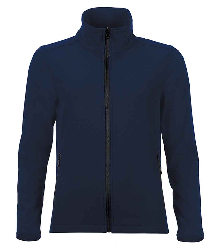 SOLS Ladies Race Soft Shell Jacket in French Navy by SOL'S — Custom branded clothing by Print Press, featuring premium embroidery produced in our specialist print lab in the UK.