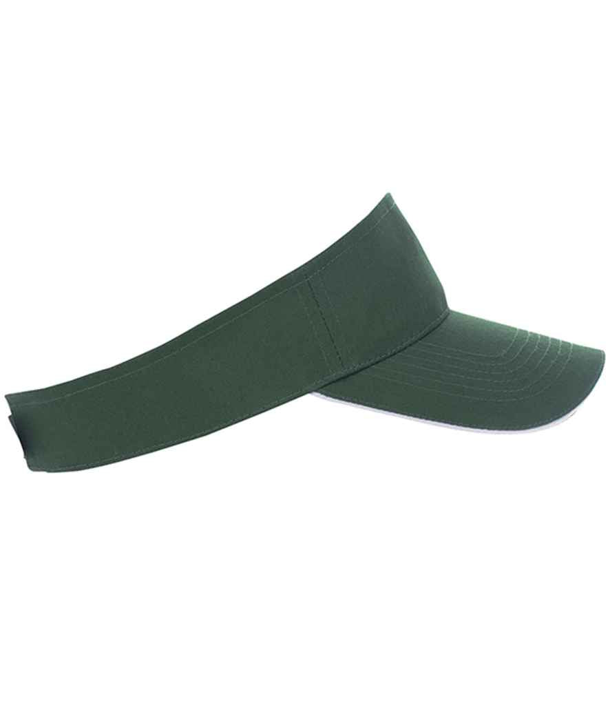 SOLS Ace Sun Visor in ONE Forest Green White by SOL'S — Custom branded clothing by Print Press, featuring premium embroidery produced in our specialist print lab in the UK.