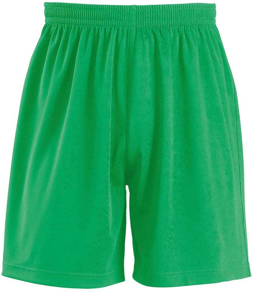 SOLS Kids San Siro 2 Shorts in Bright Green by SOL'S — Custom branded clothing by Print Press, featuring premium embroidery produced in our specialist print lab in the UK.