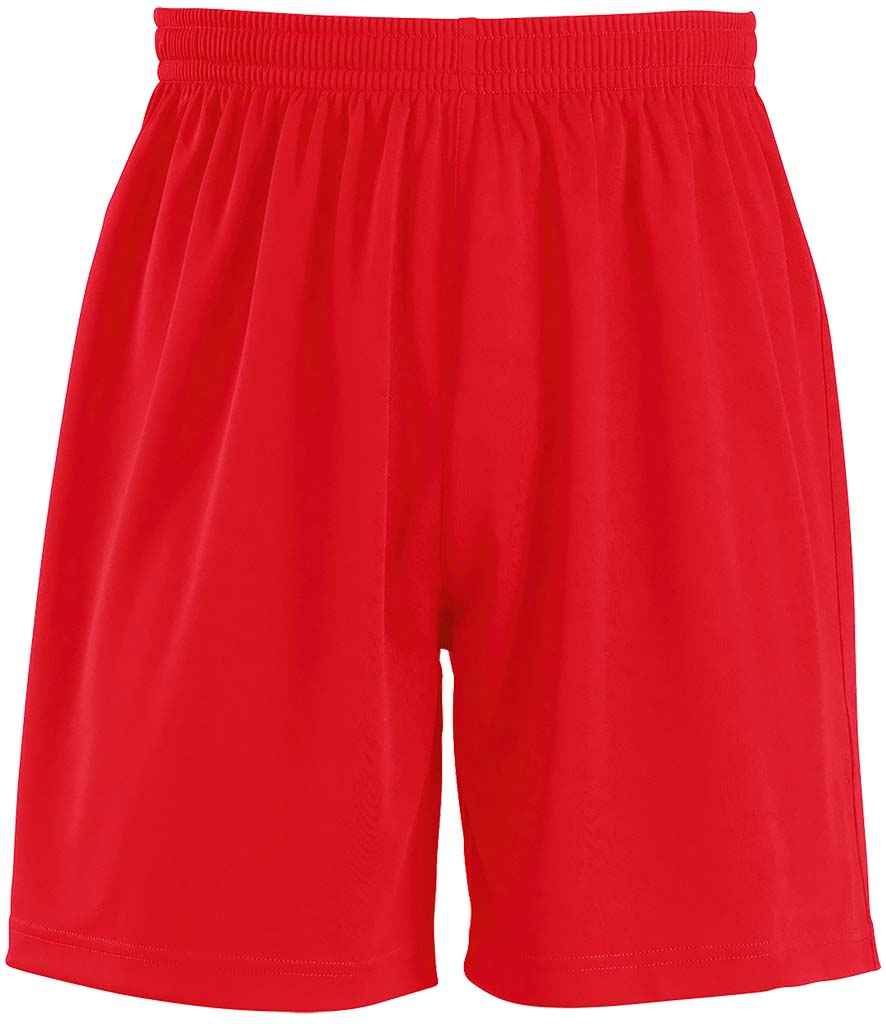 SOLS Kids San Siro 2 Shorts in Red by SOL'S — Custom branded clothing by Print Press, featuring premium embroidery produced in our specialist print lab in the UK.