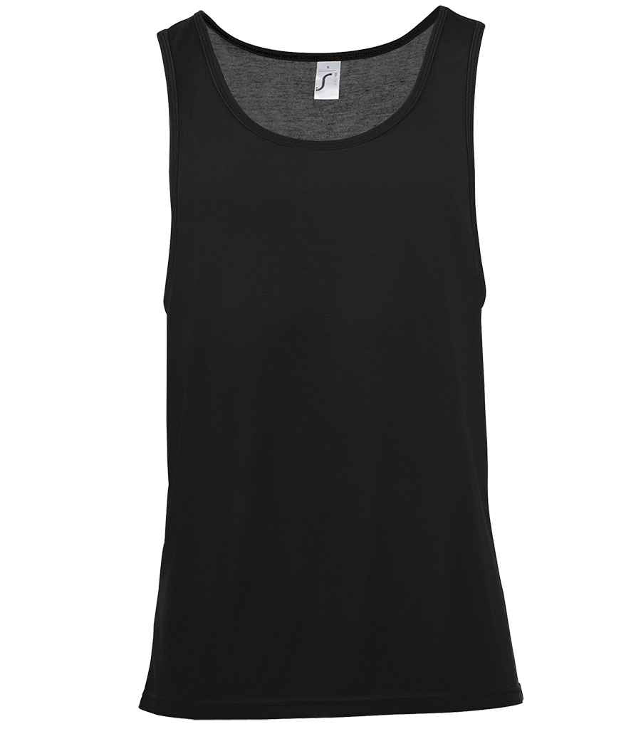 SOLS Unisex Jamaica Tank Top in Black by SOL'S — Custom branded clothing by Print Press, featuring premium embroidery produced in our specialist print lab in the UK.