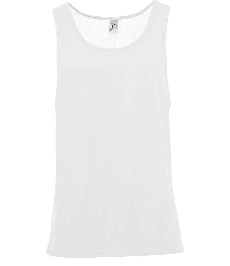 SOLS Unisex Jamaica Tank Top in White by SOL'S — Custom branded clothing by Print Press, featuring premium embroidery produced in our specialist print lab in the UK.