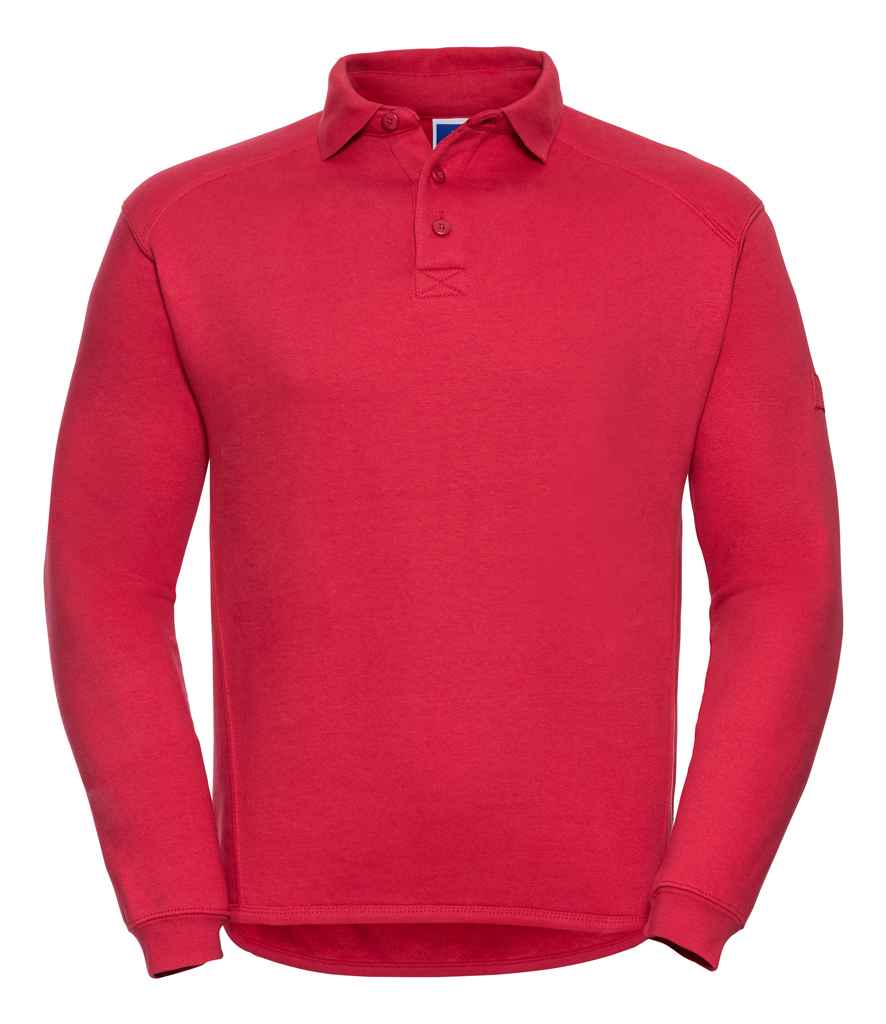 Russell Heavy Duty Collar Sweatshirt in Classic Red by Russell — Custom branded clothing by Print Press, featuring premium embroidery produced in our specialist print lab in the UK.