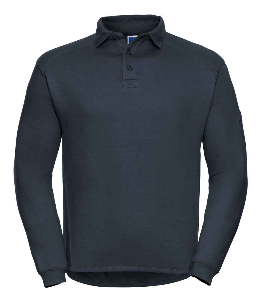 Russell Heavy Duty Collar Sweatshirt in French Navy by Russell — Custom branded clothing by Print Press, featuring premium embroidery produced in our specialist print lab in the UK.
