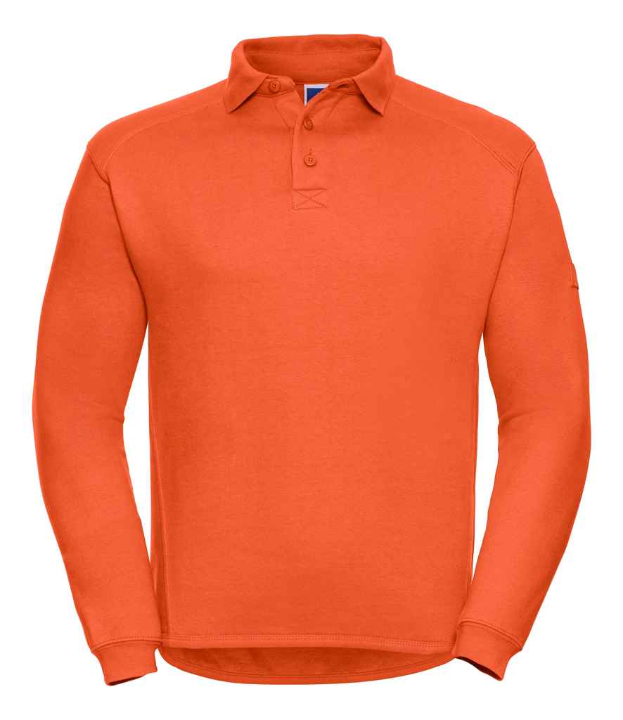 Russell Heavy Duty Collar Sweatshirt in Orange by Russell — Custom branded clothing by Print Press, featuring premium embroidery produced in our specialist print lab in the UK.