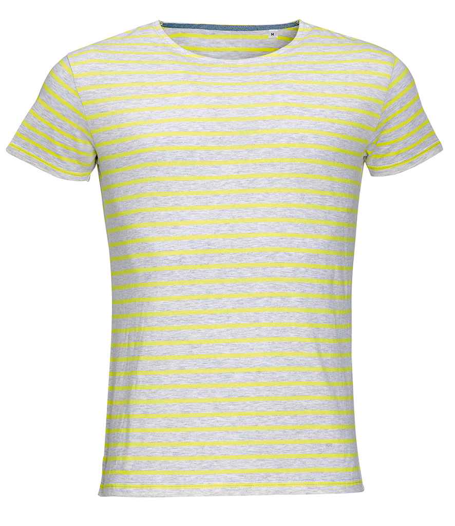 SOLS Miles Striped T-Shirt in Ash Lemon by SOL'S — Custom branded clothing by Print Press, featuring premium embroidery produced in our specialist print lab in the UK.