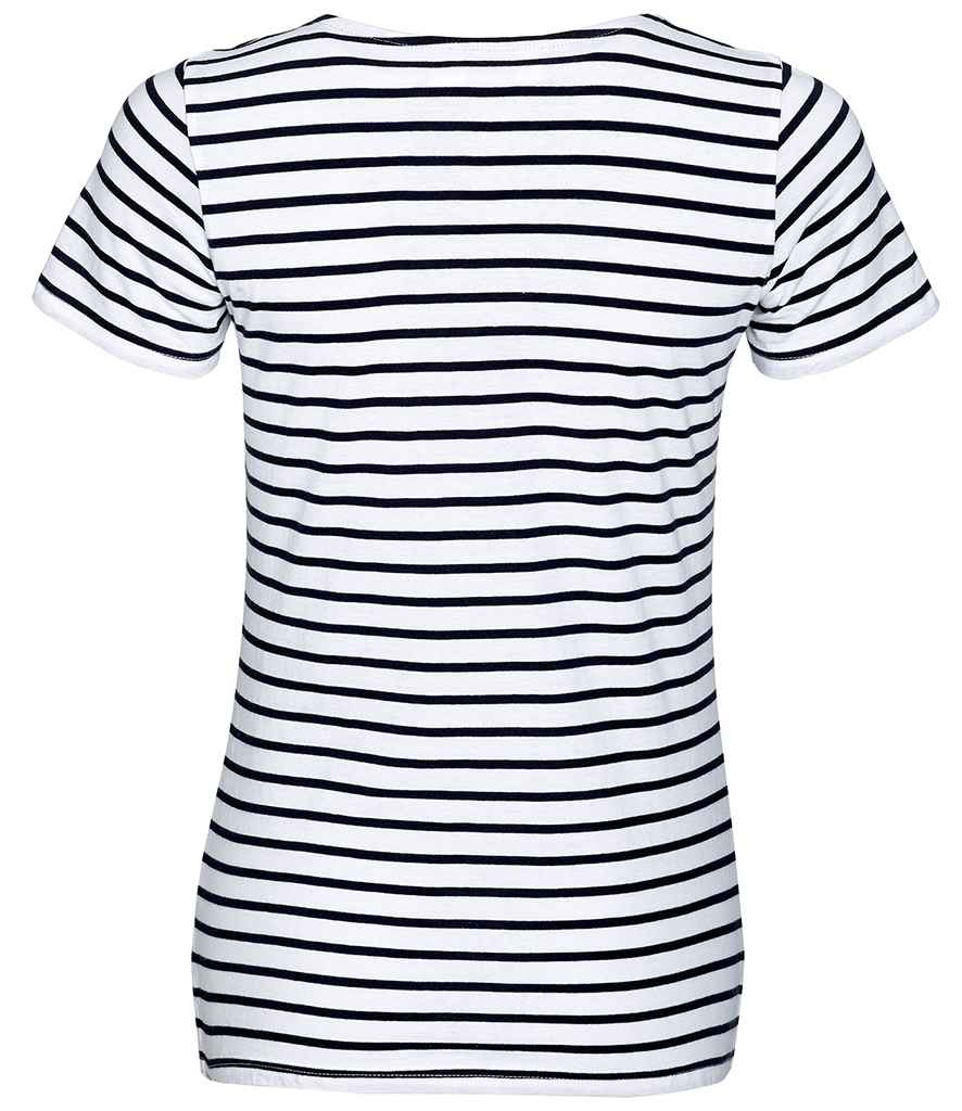 SOLS Ladies Miles Striped T-Shirt in by SOL'S — Custom branded clothing by Print Press, featuring premium embroidery produced in our specialist print lab in the UK.