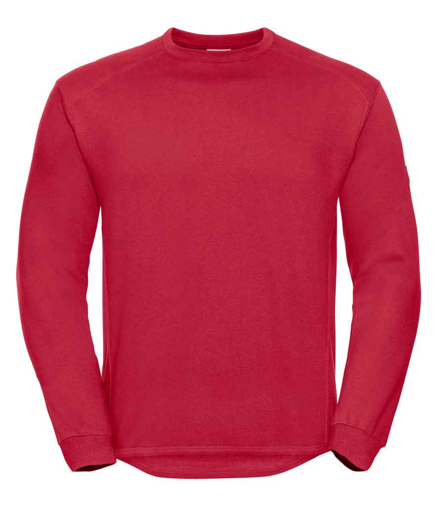 Russell Heavyweight Sweatshirt in Classic Red by Russell — Custom branded clothing by Print Press, featuring premium embroidery produced in our specialist print lab in the UK.