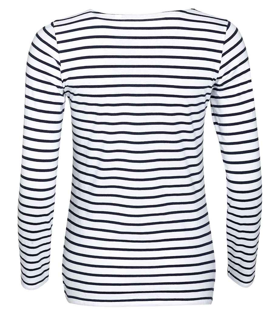 SOL'S Ladies Marine Long Sleeve Striped T-Shirt in by SOL'S — Custom branded clothing by Print Press, featuring premium embroidery produced in our specialist print lab in the UK.