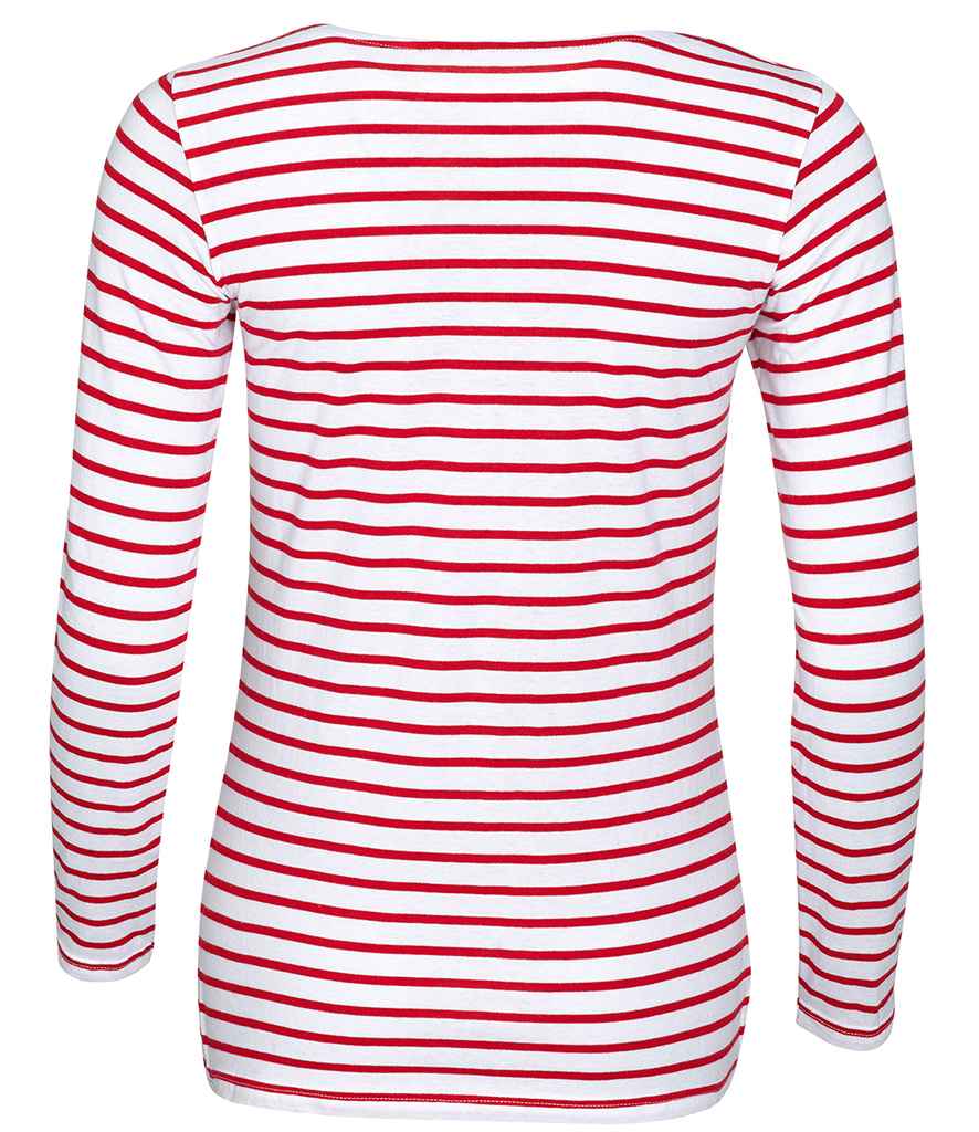 SOL'S Ladies Marine Long Sleeve Striped T-Shirt in by SOL'S — Custom branded clothing by Print Press, featuring premium embroidery produced in our specialist print lab in the UK.