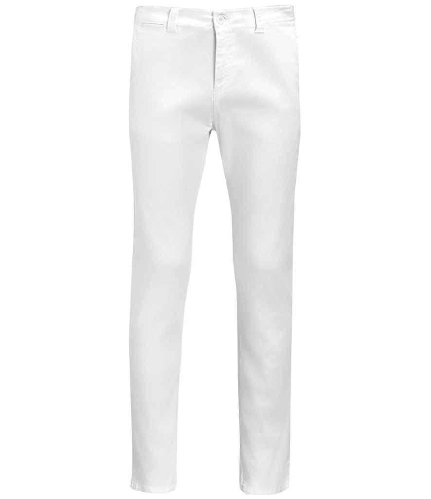 SOL'S Jules Chino Trousers in White by SOL'S — Custom branded clothing by Print Press, featuring premium embroidery produced in our specialist print lab in the UK.