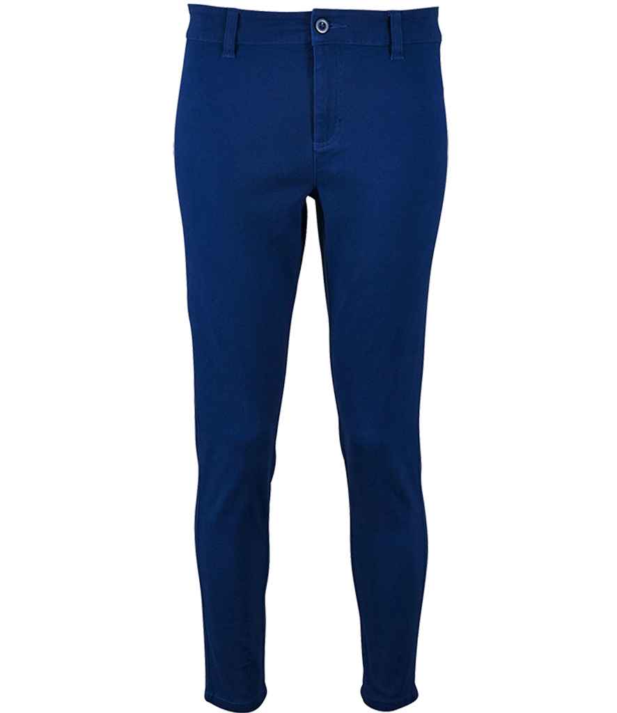SOL'S Ladies Jules Chino Trousers in Ultramarine by SOL'S — Custom branded clothing by Print Press, featuring premium embroidery produced in our specialist print lab in the UK.
