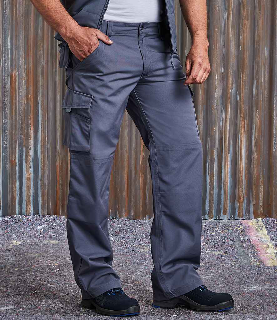 Russell Heavy Duty Work Trousers in Convoy Grey by Russell — Custom branded clothing by Print Press, featuring premium embroidery produced in our specialist print lab in the UK.