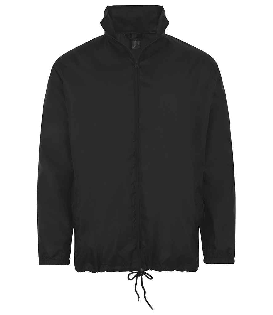 SOL'S Unisex Shift Windbreaker Jacket in Black by SOL'S — Custom branded clothing by Print Press, featuring premium embroidery produced in our specialist print lab in the UK.