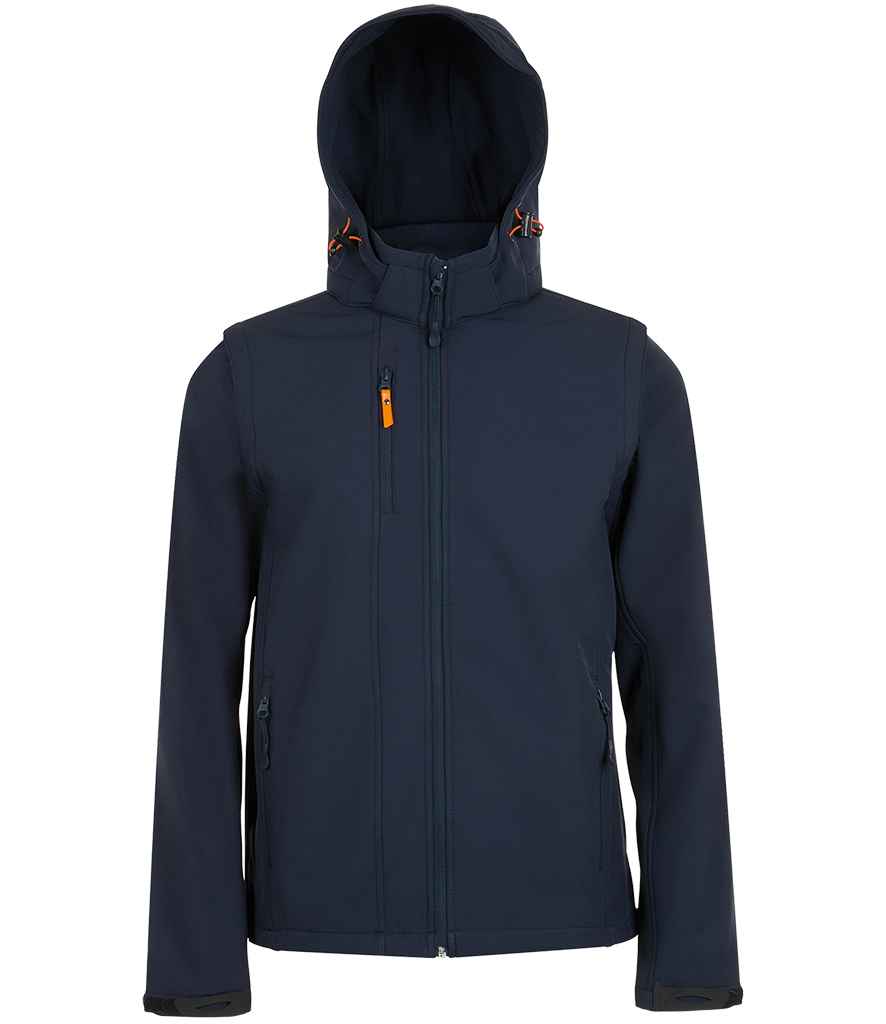 SOL'S Transformer Pro Soft Shell Jacket in French Navy by SOL'S — Custom branded clothing by Print Press, featuring premium embroidery produced in our specialist print lab in the UK.