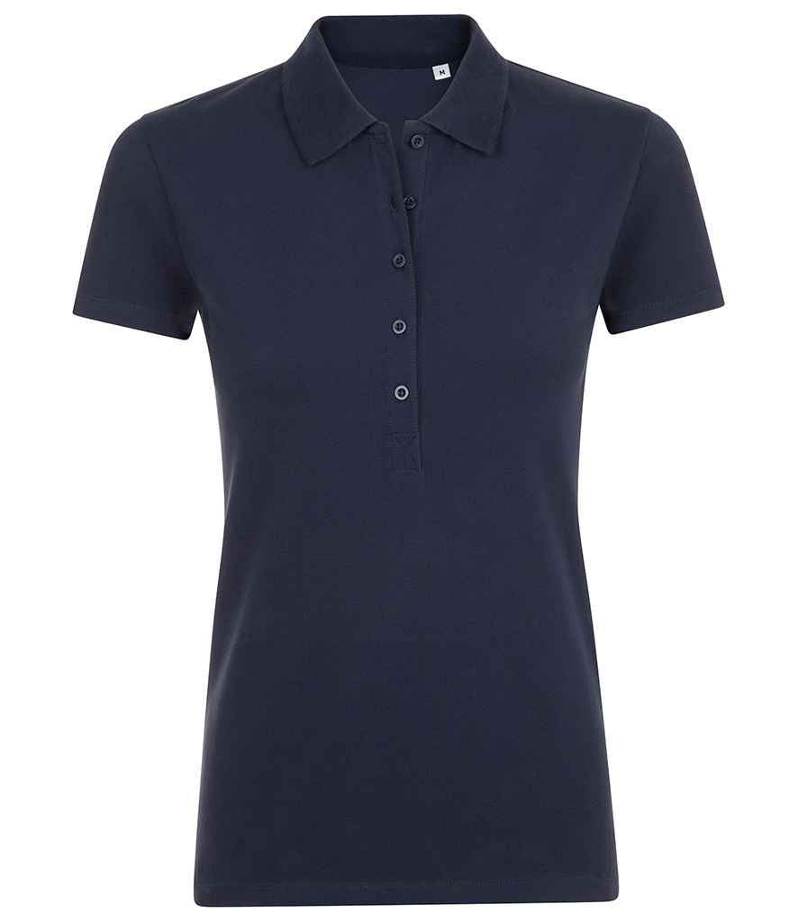 SOL'S Ladies Phoenix Piqué Polo Shirt in French Navy by SOL'S — Custom branded clothing by Print Press, featuring premium embroidery produced in our specialist print lab in the UK.