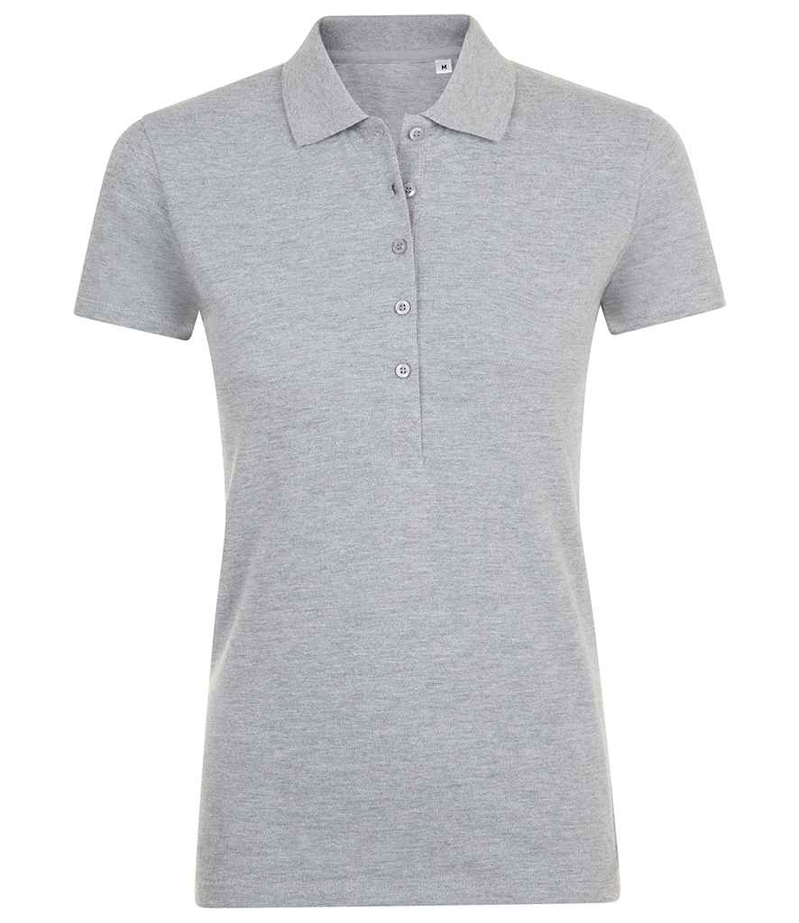 SOL'S Ladies Phoenix Piqué Polo Shirt in Grey Marl by SOL'S — Custom branded clothing by Print Press, featuring premium embroidery produced in our specialist print lab in the UK.