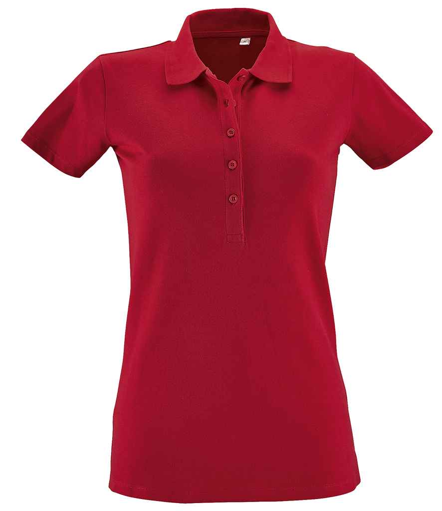 SOL'S Ladies Phoenix Piqué Polo Shirt in Red by SOL'S — Custom branded clothing by Print Press, featuring premium embroidery produced in our specialist print lab in the UK.