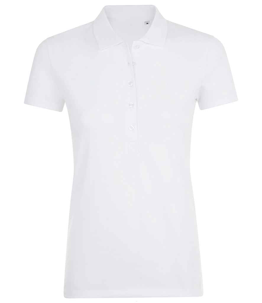 SOL'S Ladies Phoenix Piqué Polo Shirt in White by SOL'S — Custom branded clothing by Print Press, featuring premium embroidery produced in our specialist print lab in the UK.