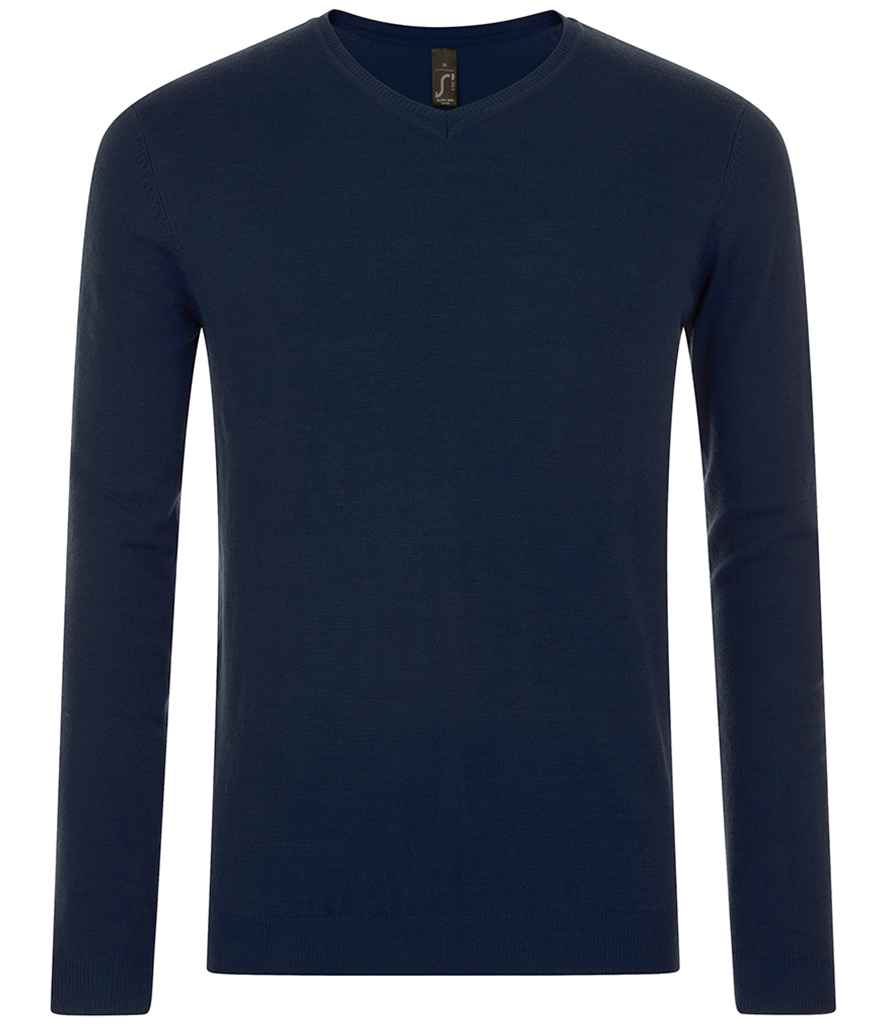 SOL'S Glory V Neck Sweater in French Navy by SOL'S — Custom branded clothing by Print Press, featuring premium embroidery produced in our specialist print lab in the UK.