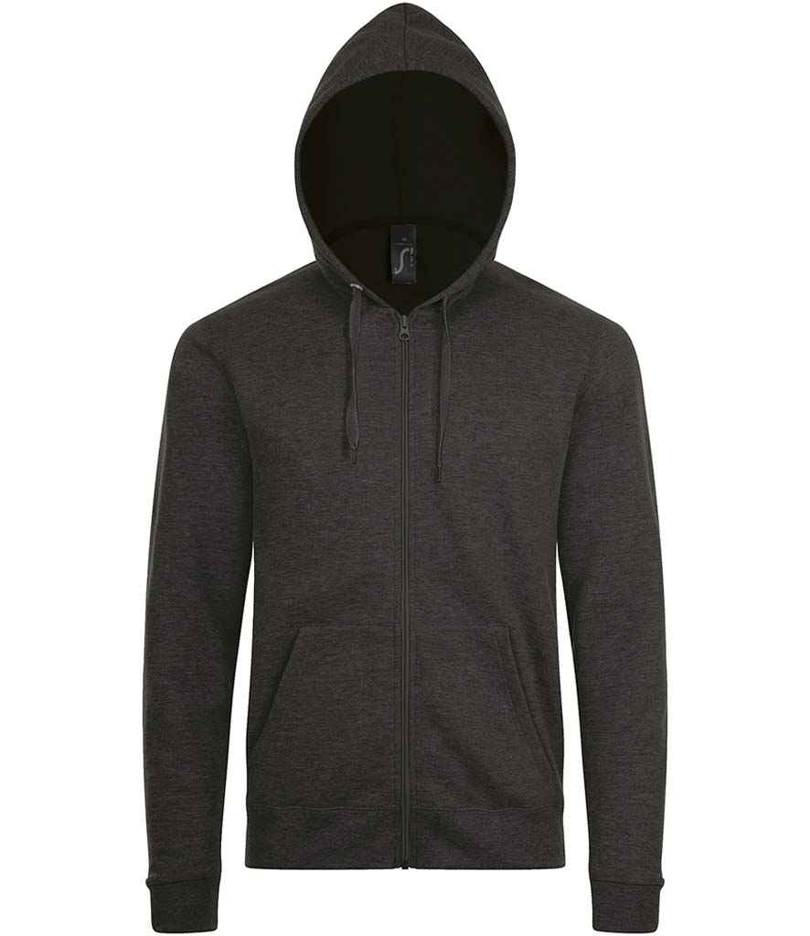 SOL'S Stone Zip Hooded Sweatshirt in Charcoal Marl by SOL'S — Custom branded clothing by Print Press, featuring premium embroidery produced in our specialist print lab in the UK.