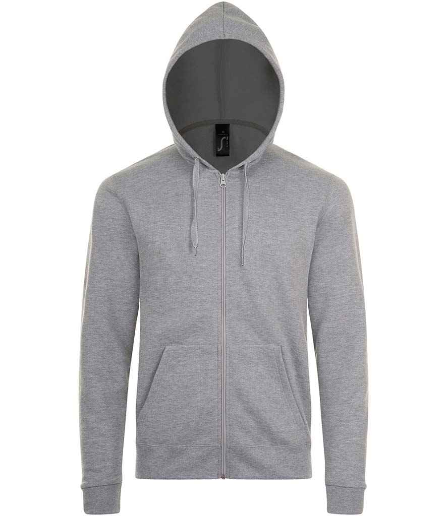 SOL'S Stone Zip Hooded Sweatshirt in Grey Marl by SOL'S — Custom branded clothing by Print Press, featuring premium embroidery produced in our specialist print lab in the UK.
