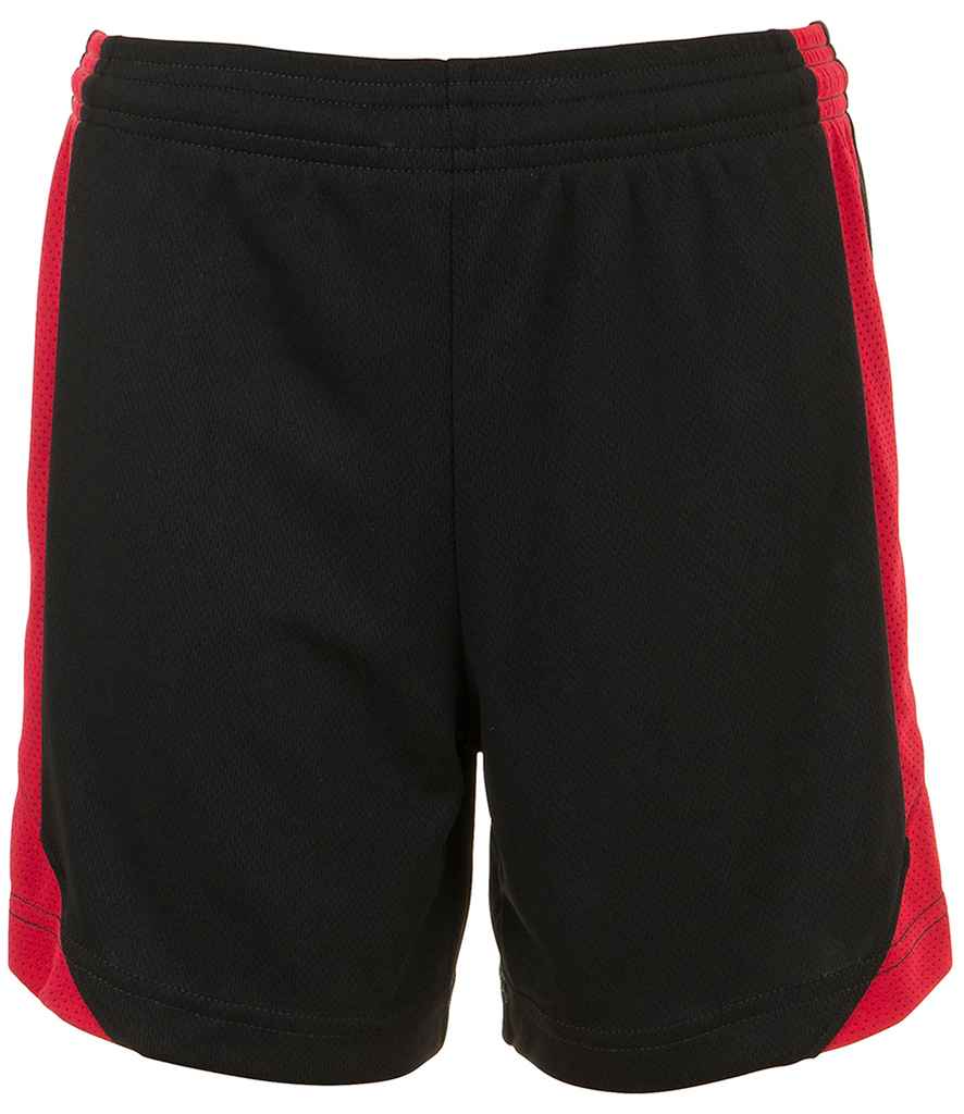 SOL'S Olimpico Shorts in Black Red by SOL'S — Custom branded clothing by Print Press, featuring premium embroidery produced in our specialist print lab in the UK.