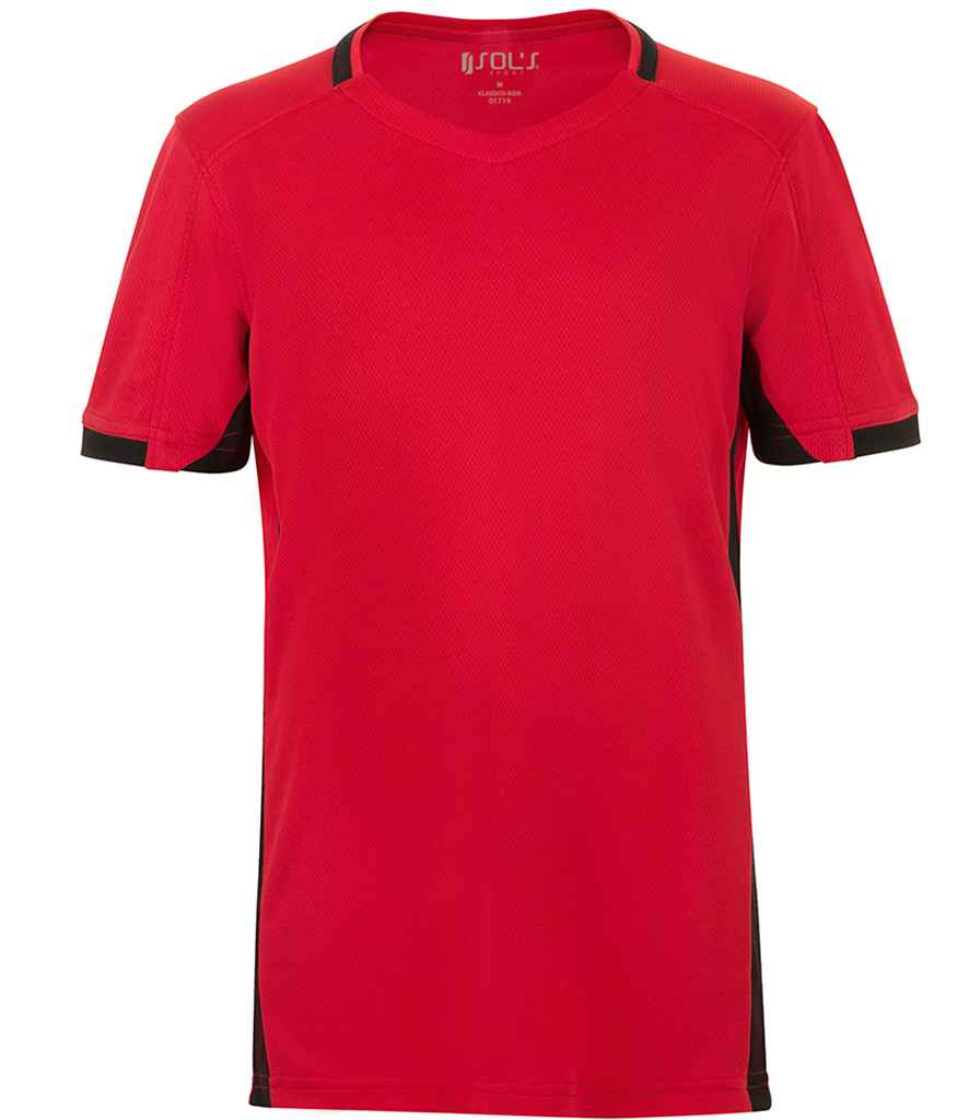 SOL'S Kids Classico Contrast T-Shirt in Red Black by SOL'S — Custom branded clothing by Print Press, featuring premium embroidery produced in our specialist print lab in the UK.