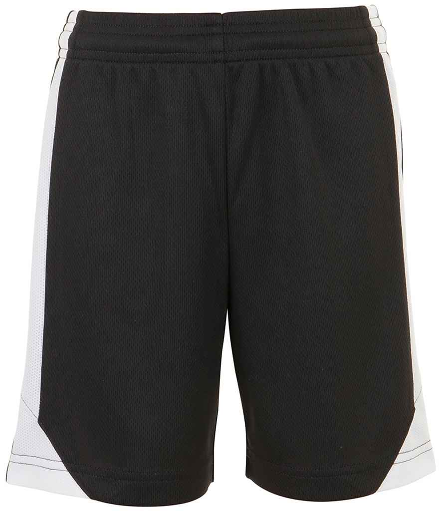 SOL'S Kids Olimpico Shorts in Black White by SOL'S — Custom branded clothing by Print Press, featuring premium embroidery produced in our specialist print lab in the UK.